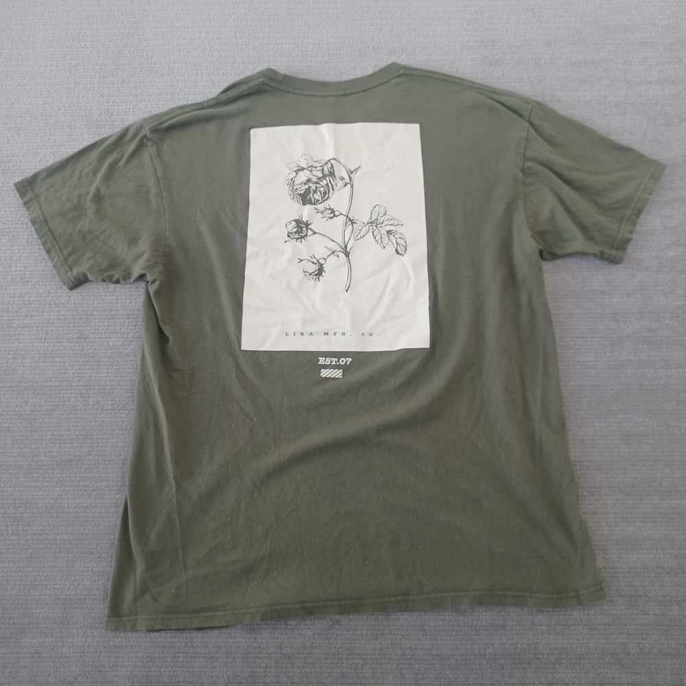LIRA MFG‎ CO Rose Graphic Tee Shirt Mens XL Gray Crew Neck Short Sleeve Casual